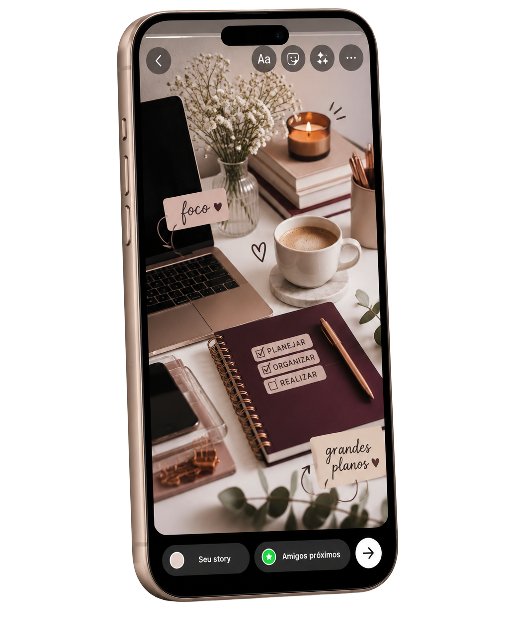Story Pro aplicado em um Story no celular